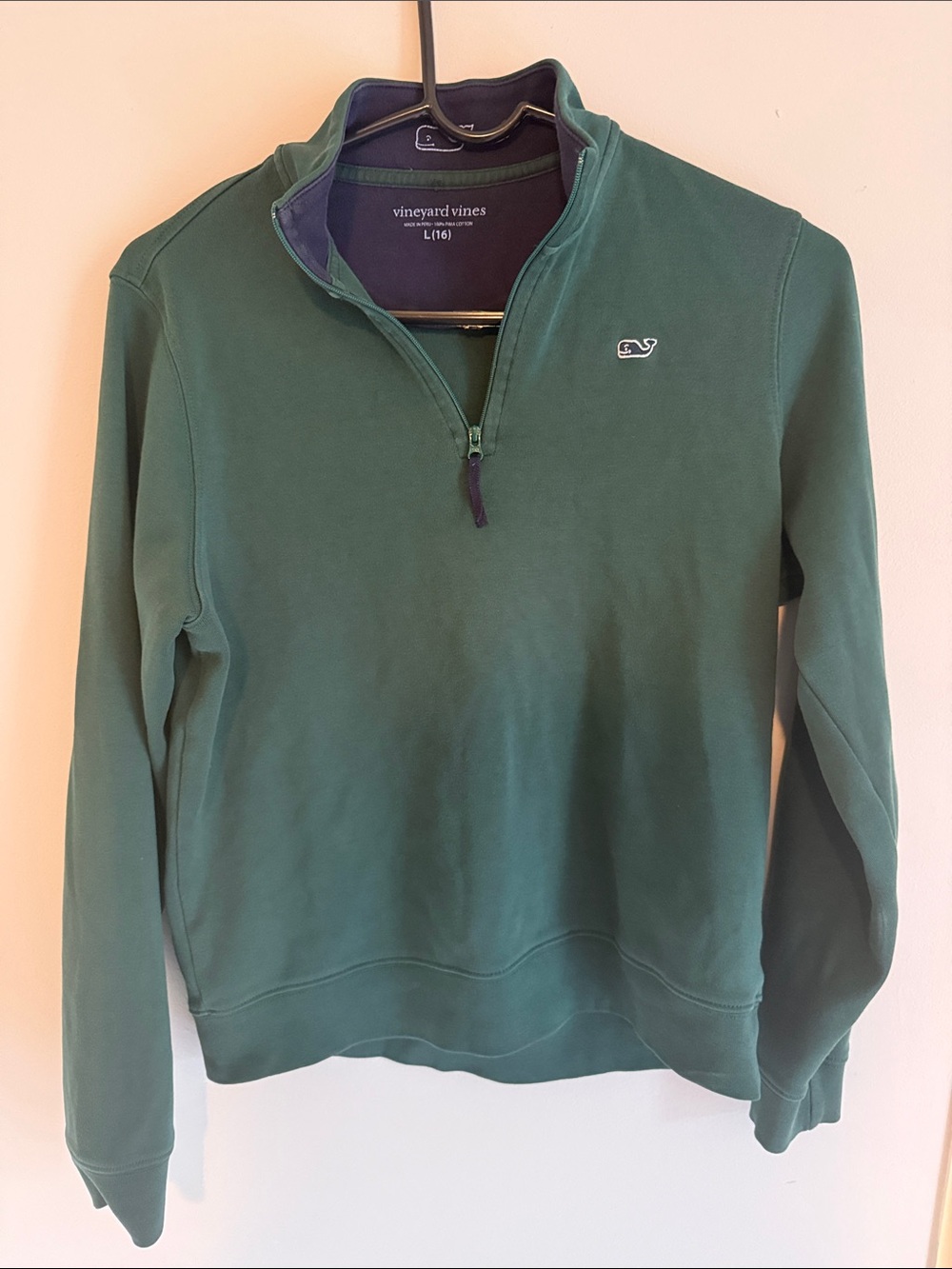 Vineyard Vines Youth Forest Green Quarter-Zip Sweater